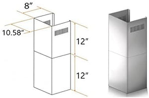 Z Line SK-KF1 2-12" Short Chimney Pieces for 7' to 8' Ceilings, Stainless