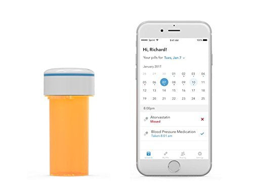 Pillsy Smart Cap for Medicine Bottles, Orange Medicine Vial, 3.3 Ounce