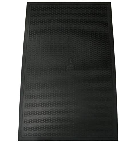 Rubber-Cal DuraScraper Linear Commercial Rubber Entrance Door Mat - 3/8 in x 36 in x 60 in - Black