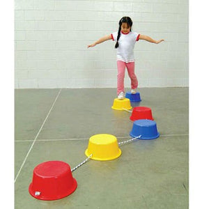 School Smart Stepping Buckets Balance Builders - 5 x 12 inch - Set of 6 - 2 Each of 3 Primary Colors