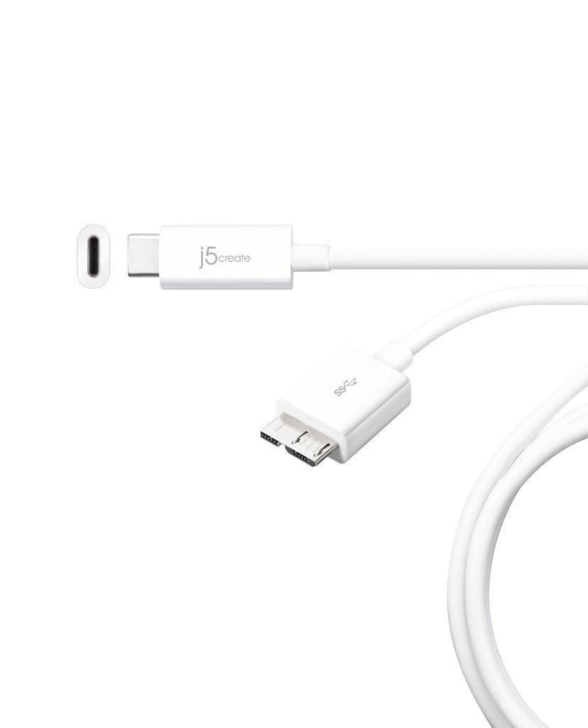 j5create USB 3.1 Type-C to Micro-B Cable JUCX07, 3 Ft (90 cm) White