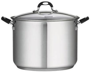 16 Qt Tramontina Stainless Steel Covered Stockpot, Induction Ready, 3ply Base, Clear Lid