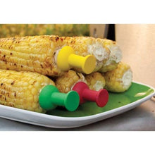 Load image into Gallery viewer, Charcoal Companion CC5116 Push Pin Corn Holders with Soft Grip Handle and Stainless Steel Prongs, Set of 4