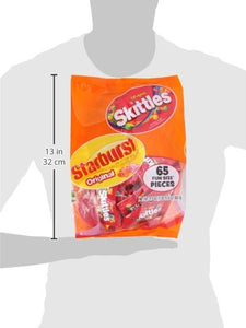 SKITTLES and STARBURST Original Candy Bag, 65 Fun Size Pieces, 31.9 ounces