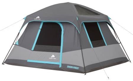 10' x 9' Ozark Trail Six-Person Dark Rest Cabin Family Camping and Adventure Tent, Includes a Gear Loft, Hanging Organizer, and Electrical Port Access and Ground Vent for Improved Air Circulation