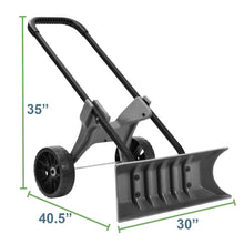 Load image into Gallery viewer, Power Dynamics 30 Inch SnoDozer Rolling Snow Shovel on Wheels - Made in USA Foldable for Easy Storage Ergonomic Snow Removal Plow with Heavy Duty Tires
