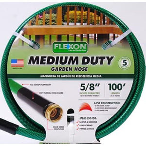 Flexon 100' Medium-Duty 5/8" Garden Hose, Green