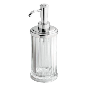 InterDesign Alston Plastic Liquid Soap Pump and Lotion Dispenser for Kitchen, Bathroom, Sink, Vanity 3.5" x 3.5" x 8" Clear and Chrome