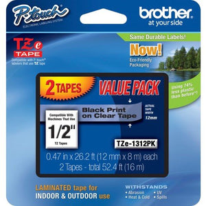 Brother INTERNATIONAL CORPORAT BLACK ON CLEAR (2 PACK)