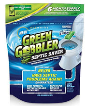 Load image into Gallery viewer, Green Gobbler SEPTIC SAVER Bacteria Enzyme Pacs - 6 Month Septic Tank Supply (FREE Green Gobbler REMINDER APP) 7.8 oz Total
