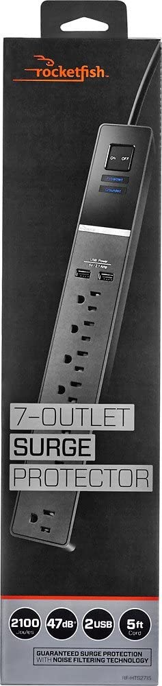 - 7-Outlet Surge Protector - Black