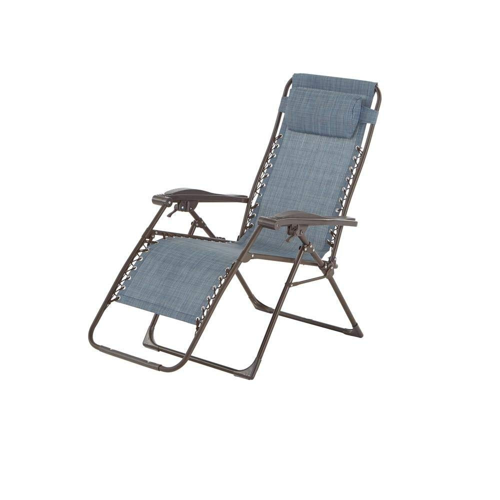 Hampton Bay Mix and Match Zero Gravity Sling Outdoor Chaise Lounge Chair in Denim
