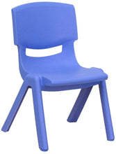 Load image into Gallery viewer, Flash Furniture Blue Plastic Stackable School Chair with 10-1/2-Inch Seat Height