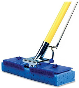 Blue Butterfly Mop, 9.88 x 1.13 Inches Sponge Head, 47 x 0.88 Inches Handle, Squeeze-Action (1 Pack)