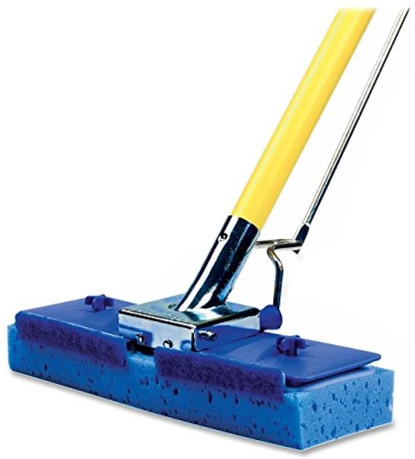 Blue Butterfly Mop, 9.88 x 1.13 Inches Sponge Head, 47 x 0.88 Inches Handle, Squeeze-Action (1 Pack)
