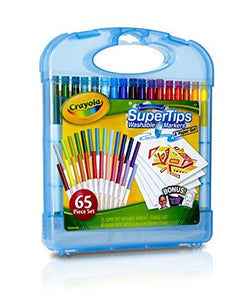 Crayola Super Tips Washable Markers & Paper Set, 65 Pieces Art Tools for Kids 4 & Up, Super Tips Markers & Drawing Paper Sheets In Convenient Travel Case, Perfect for The On-The-Go Artist