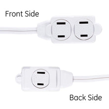 Load image into Gallery viewer, GE 15 ft Extension Cord, 3 Outlet Power Strip, 2 Prong, 16 Gauge, Twist-to-Close Safety Outlet Covers, Indoor Rated, Perfect for Home, Office or Kitchen, UL Listed, White, 51962