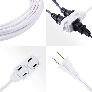 GE 15 ft Extension Cord, 3 Outlet Power Strip, 2 Prong, 16 Gauge, Twist-to-Close Safety Outlet Covers, Indoor Rated, Perfect for Home, Office or Kitchen, UL Listed, White, 51962