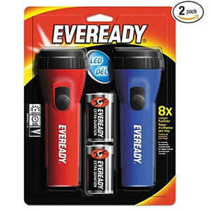 Eveready LED Economy Flashlight, Assorted Colors, Pack of 2