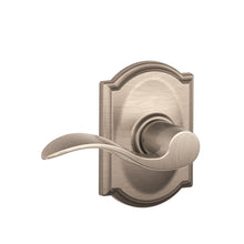 Load image into Gallery viewer, Schlage Lock Company Camelot Trim with Accent Hall and Closet Lever, Satin Nickel (F10 ACC 619 CAM)