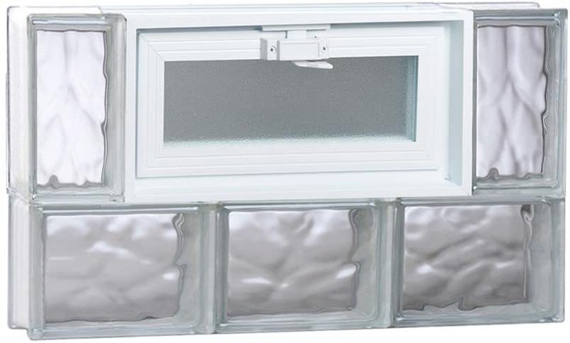 Clearly Secure 23.25 in. x 13.5 in. x 3.125 in. Wave Pattern Frameless Vented Glass Block Window