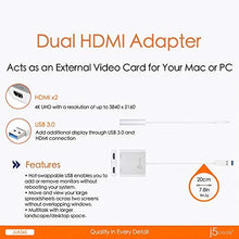 Load image into Gallery viewer, j5create USB to HDMI Adapter - Dual HDMI USB 3.0 Multi-Monitor Cable | 4K Ultra HD | Compatible with Microsoft 7, 8.1, 10 / Mac OS X v10.6 and Above