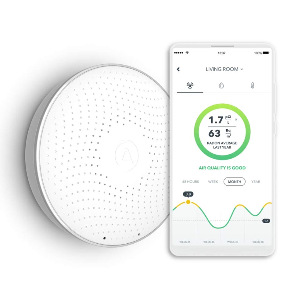 Airthings Wave Smart Radon Detector with free app – Easy-to-Use – Temp and Humidity – Accurate – No Lab Fees – Battery Operated