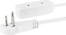 Load image into Gallery viewer, GE Indoor Office Extension Cord, Extra Long 8ft Power Cable, 3 Grounded Outlets, 3 Prong, Low-Profile Right Angle Flat Plug, 16 Gauge, UL Listed, White, 50251