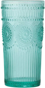 The Pioneer Woman Adeline 16-Ounce Emboss Glass Tumblers, Set of 4 (Turquoise)