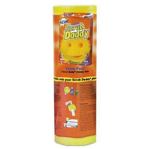 SCRUB DADDY, INC. Scrub Daddy Scratch-Free Scrubbing Sponge 4 1/8-inch Diameter Yellow Polymer Foam 8/Pack