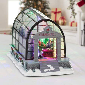 Eye Catching and Beautiful Holiday Time Village Greenhouse Display,8.875",Lovely Addition to Your Tabletops,Buffets,Servers,Mantels and More,Makes a Great Gift Too