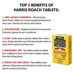 Harris Famous Roach & Silverfish Killer, 4oz Tablets - Treats a Minimum of 8 Rooms, 95+ Tablets Included