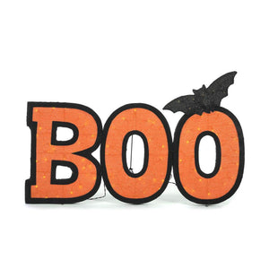 Home Accents Holiday 30.5 in. Halloween Lighted Boo Sign with Bat