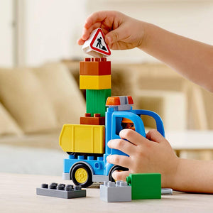 LEGO DUPLO Town Truck & Tracked Excavator 10812 Dump Truck and Excavator Kids Construction Toy with DUPLO Construction Worker Figures