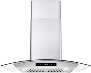 Cosmo Wall Mount Range Hood with Soft Touch Controls, LED Lighting and Permanent Filters