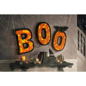 Home Accents Holiday 30.5 in. Halloween Lighted Boo Sign with Bat