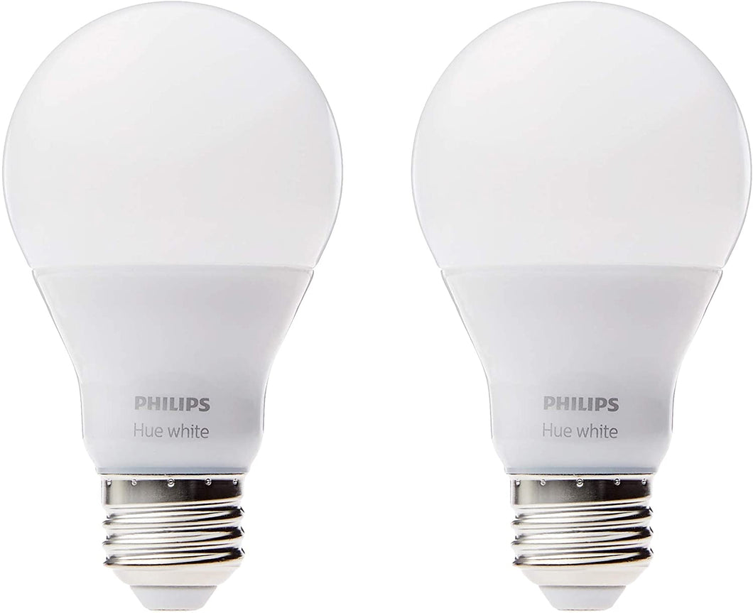Philips Hue White A19 2-Pack 60W Equivalent Dimmable LED Smart Bulb