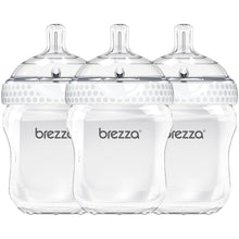 Load image into Gallery viewer, Baby Brezza Two Piece Natural Baby Bottle with Lid - Ergonomic, Wide Neck Design Makes it The Easiest to Clean - Modern Look - Anti-Colic - BPA Free Plastic - White Bottle - 9 Ounce - 3 Bottles