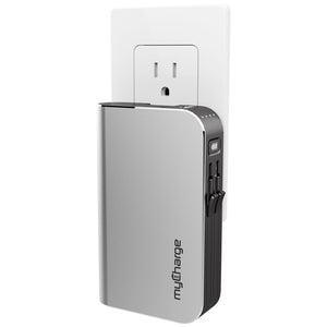 myCharge HubPlus-C Portable Charger 6700mAh Power Bank, USB-A Port with Qualcomm Quick Charge 3.0, Integrated Micro-USB & USB-C Cables, Foldable Wall Plug (Not Compatible with Apple Devices)