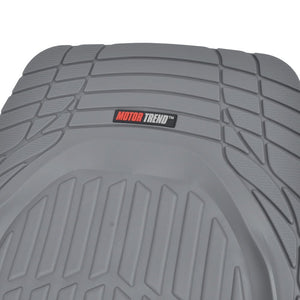 Motor Trend FlexTough Tortoise - Heavy Duty Rubber Floor Mats for Car SUV Van & Truck - All Weather Protection - Deep Dish (Black)