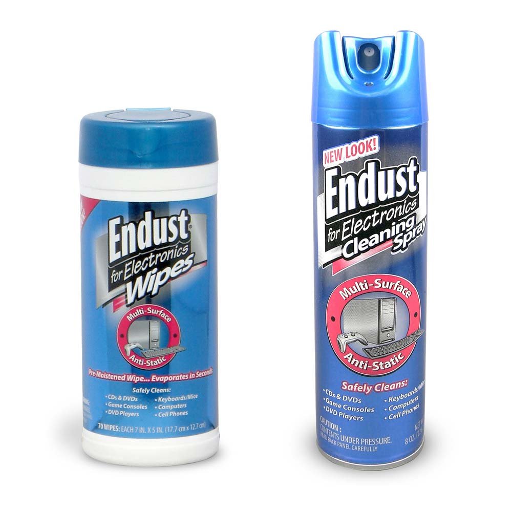Endust Anti-Static Cleaning Kit with 70 Ct Wipes and Electronics Cleaner (2 Pack)