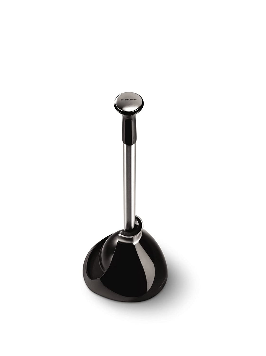 simplehuman Toilet Plunger with Holder, Stainless Steel, Black