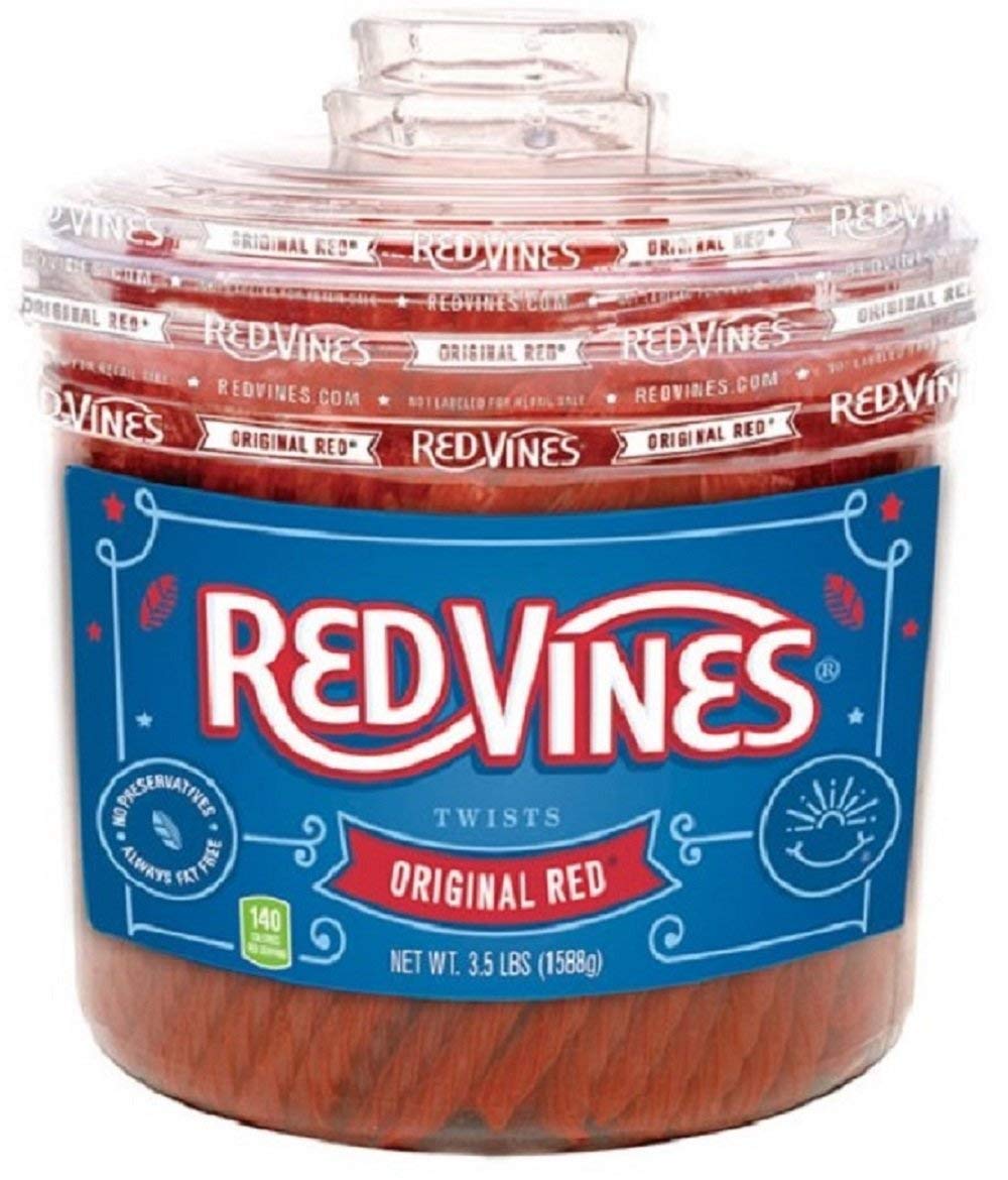 Red Vines Licorice, Original Red Flavor, 3.5LB Bulk Jar, Soft & Chewy Candy Twists