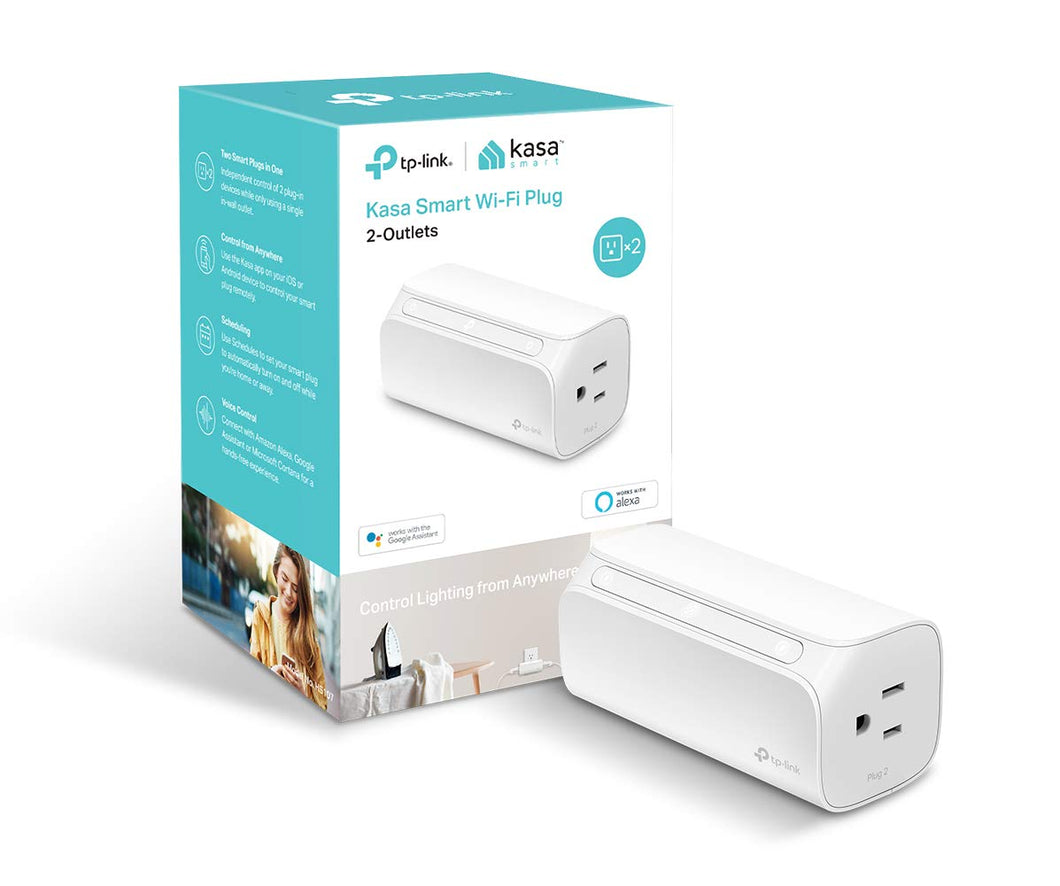 Kasa Smart Plug, 2-Outlets by TP-Link - Reliable WiFi Connection, Double the Outlets, Control from Anywhere, No Hub Required, Works with Amazon Alexa Echo & Google Assistant (HS107)