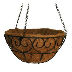 16 in. Vigoro Metal Scroll-Heart Hanging Flower Basket Pot Planter with Adjustable Chain Great Home Garden Balcony Decoration