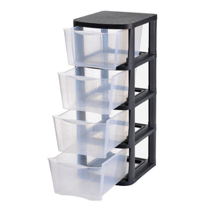 Muscle Rack PDT4 4 Drawer Tower, Black Frame with Clear Drawers