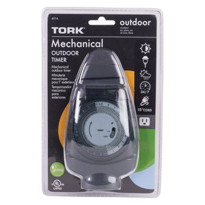 NSi Industries TORK 601A Outdoor Heavy-Duty 15-Amp 24-Hour Mechanical Plug-In General Purpose Timer with 18-Inch Cord - Multiple On/Off Settings - Compatible with Incandescent/Compact Fluorescent/LED