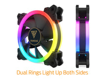 Load image into Gallery viewer, GAMDIAS RGB Case Fan 120mm Dual Light Loop Motherboard Sync with Remote Control Color - Five Fan Pack Cooling Aeolus M1-1205R