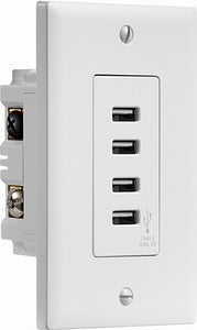 Insignia 4.8A 4-Port USB Charger Wall Outlet - White - Model: NS-HW42A018