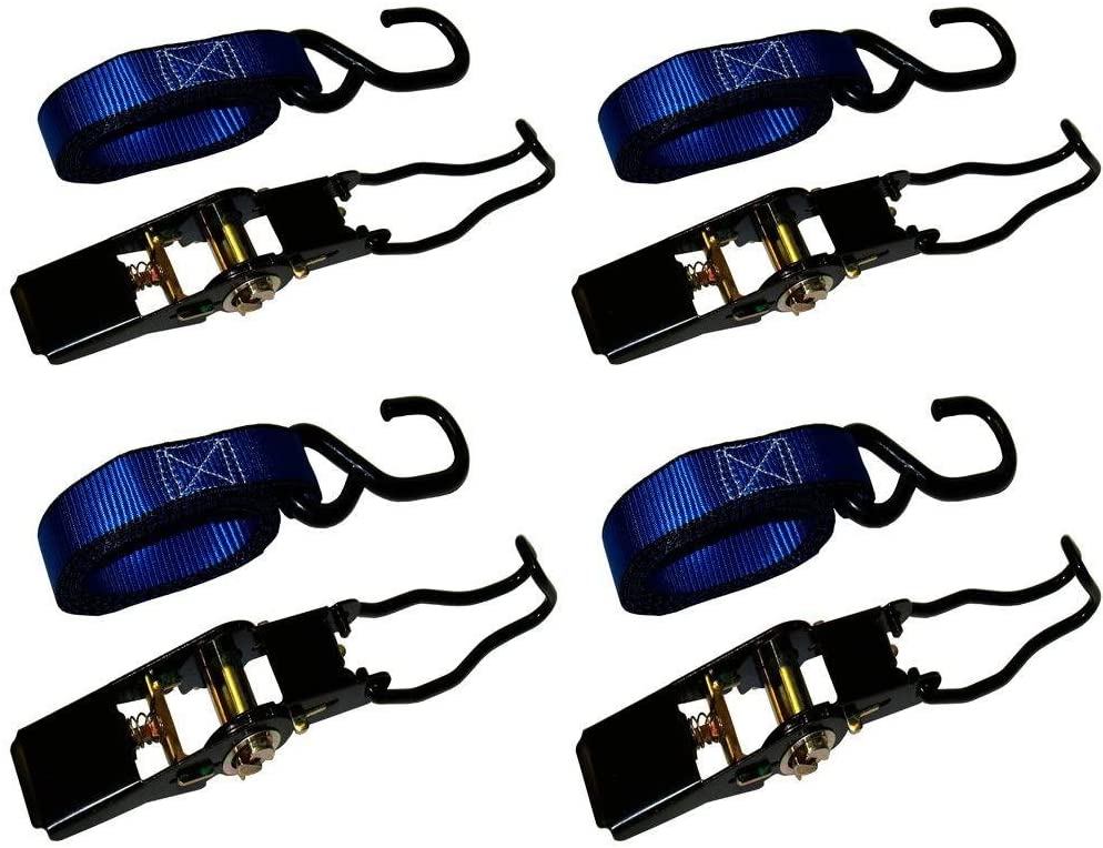 EVEREST 1,500 lbs. 1 in. x 15 ft. Ratchet Tie-Down Motorcycle Straps (4-Pack)